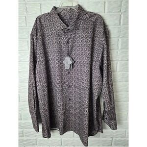 Visconti Black 2XB Long Sleeve Shirt Black Circle print Hint of Pink NWT $165